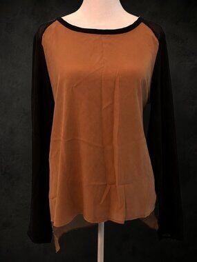 Iner Blouse Small Brown/black long sleeve lightweight